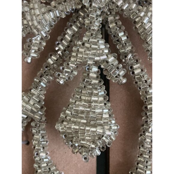 Pottery Barn Silver Hand Beaded Snowflake  Christmas Tree Topper Made In India - Picture 10 of 10